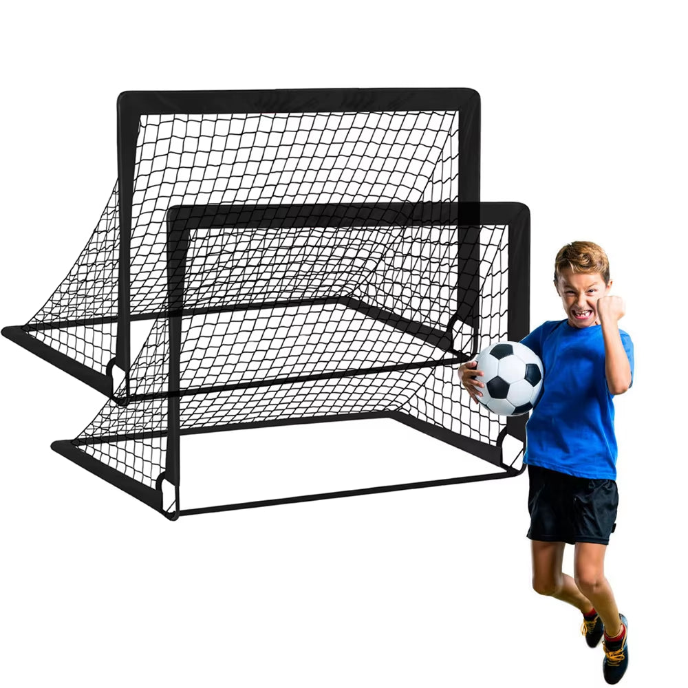 2Pcs Portable Soccer Goal Folding Soccer Net Toddler Football Nets Training Equipment for Kids and Teens Football Training Tools