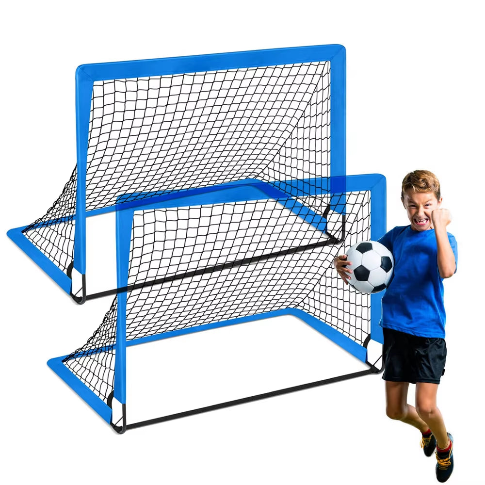 2Pcs Portable Soccer Goal Folding Soccer Net Toddler Football Nets Training Equipment for Kids and Teens Football Training Tools