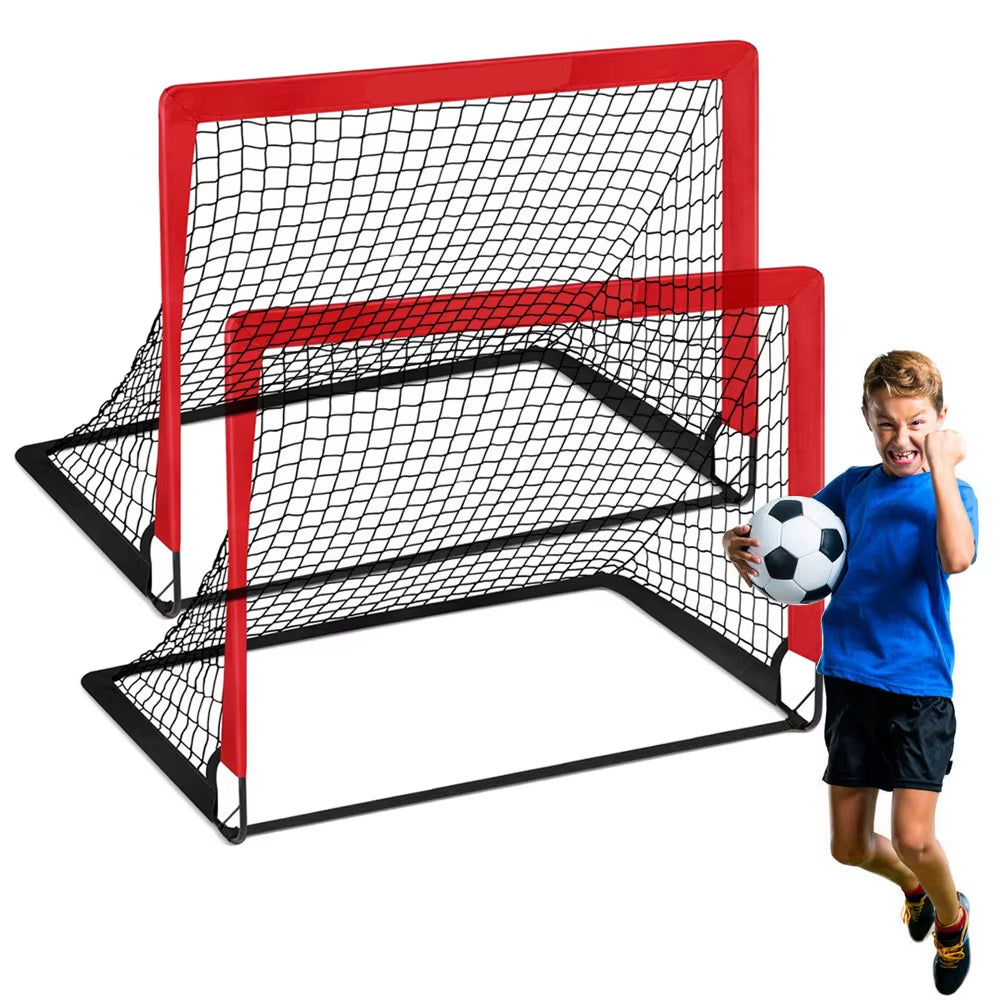 2Pcs Portable Soccer Goal Folding Soccer Net Toddler Football Nets Training Equipment for Kids and Teens Football Training Tools