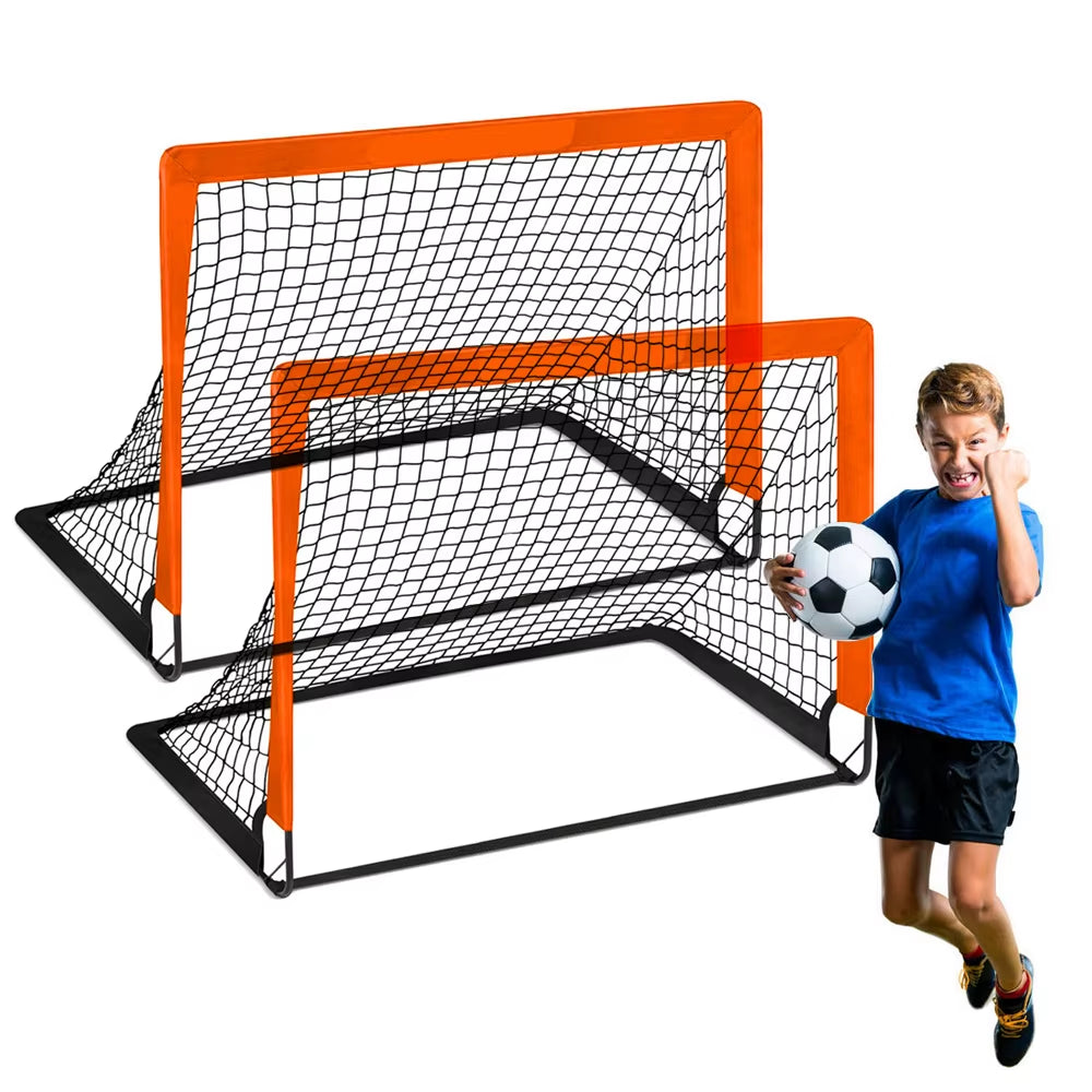 2Pcs Portable Soccer Goal Folding Soccer Net Toddler Football Nets Training Equipment for Kids and Teens Football Training Tools