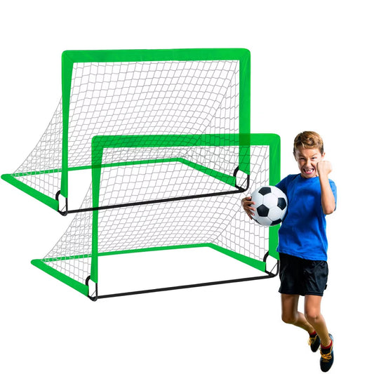 2Pcs Portable Soccer Goal Folding Soccer Net Toddler Football Nets Training Equipment for Kids and Teens Football Training Tools