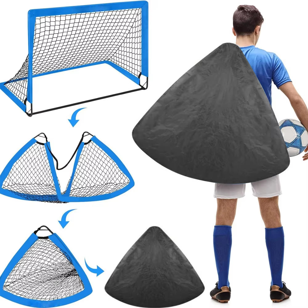 2Pcs Portable Soccer Goal Folding Soccer Net Toddler Football Nets Training Equipment for Kids and Teens Football Training Tools