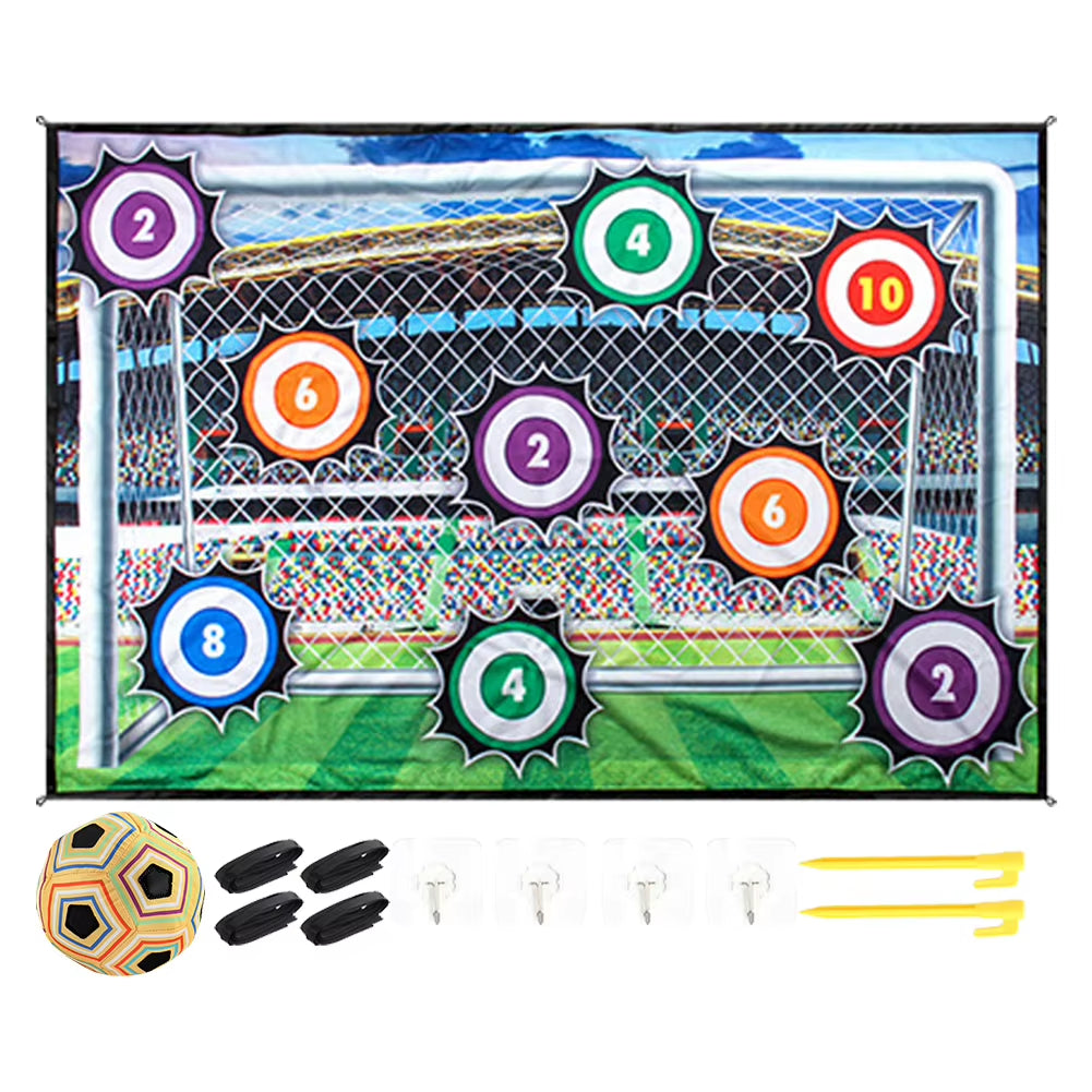 100Cm Soccer Ball Game Set with Adhesive Balls Toss Soccer Goal Game Foldable Mini Soccer Toys Games Set for Kids Boys Girls