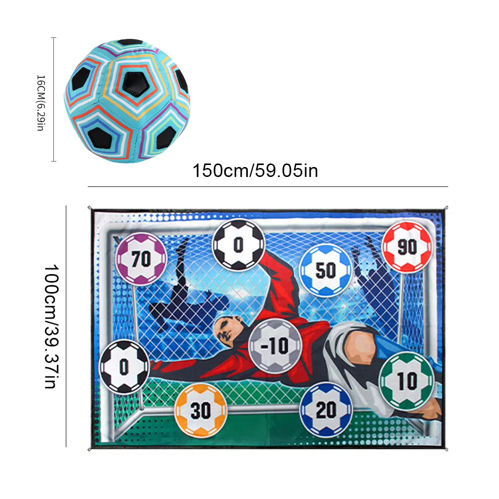 100Cm Soccer Ball Game Set with Adhesive Balls Toss Soccer Goal Game Foldable Mini Soccer Toys Games Set for Kids Boys Girls