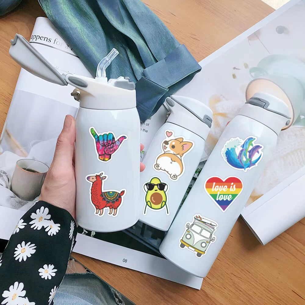 100 Pcs Stickers Water Bottles Sticker Aesthetic Waterproof Cute Vsco Vinyl Stickers for Teens Girls Kids