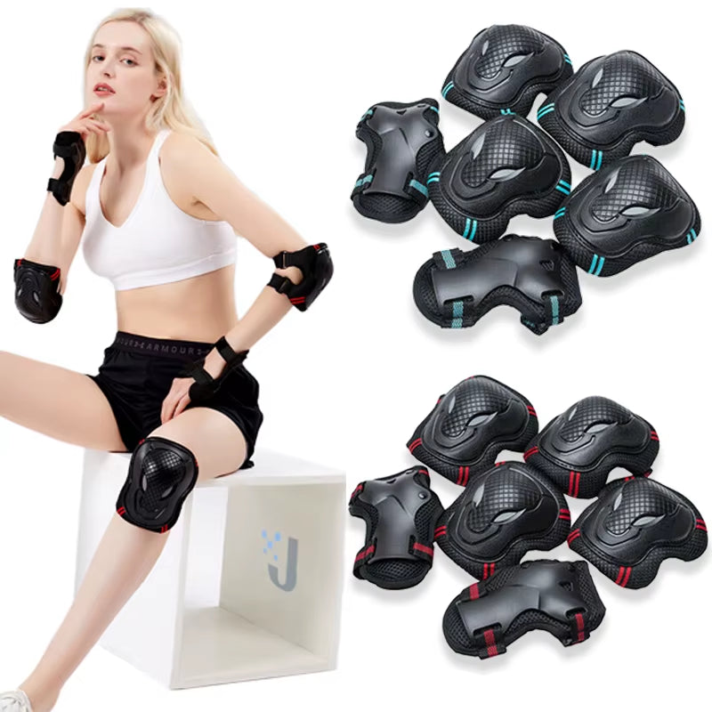 Elbow Knee Pads Skating Protector Skateboard 6Pcs/Set Bicycle Sports Protective Gear Riding Roller Wrist Guard Kids Adults BMX