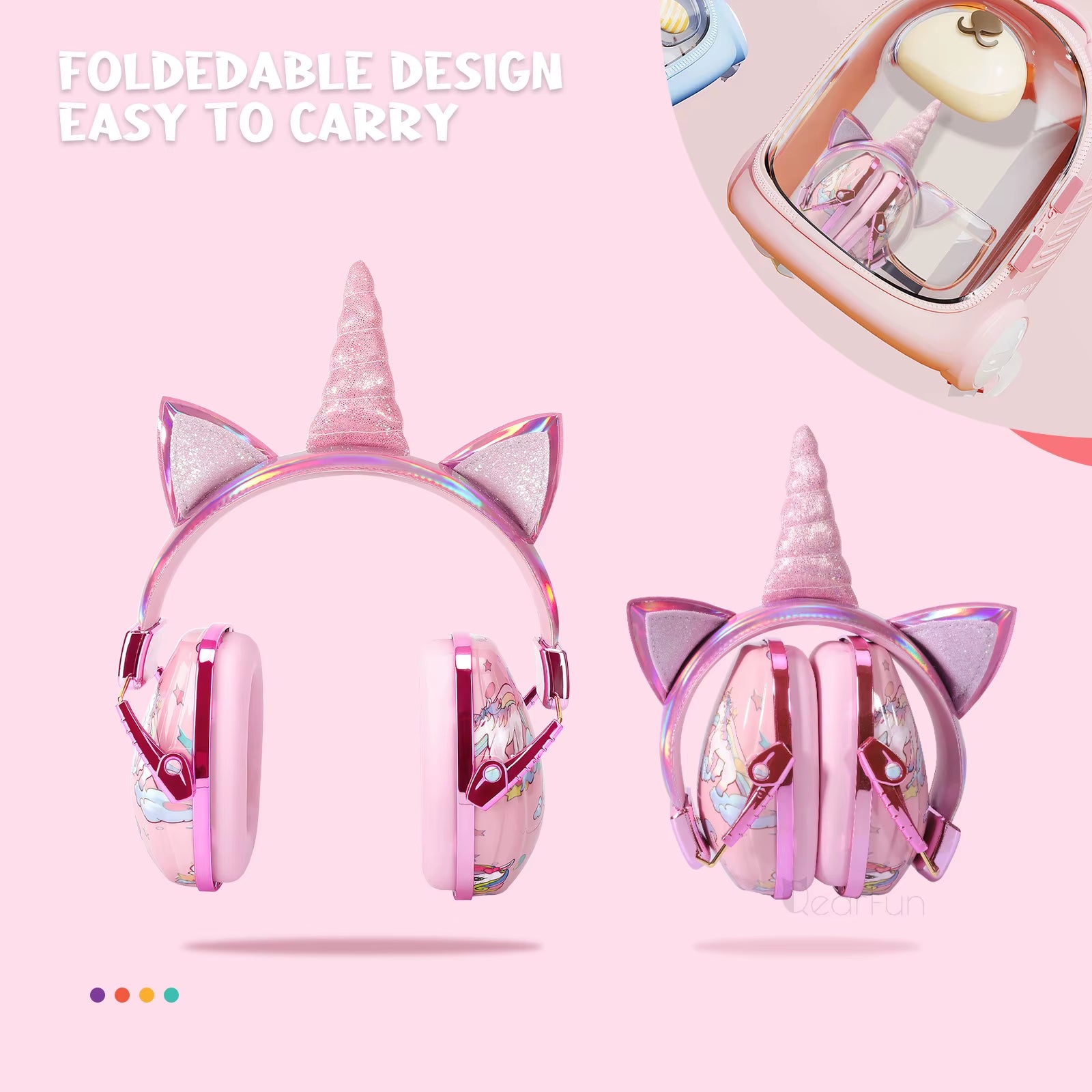 Cute Unicorn Kids Ear Protection Safety Ear Muffs Noise Reduction Ear Defenders Children Hearing Protectors Christmas Kid Gifts