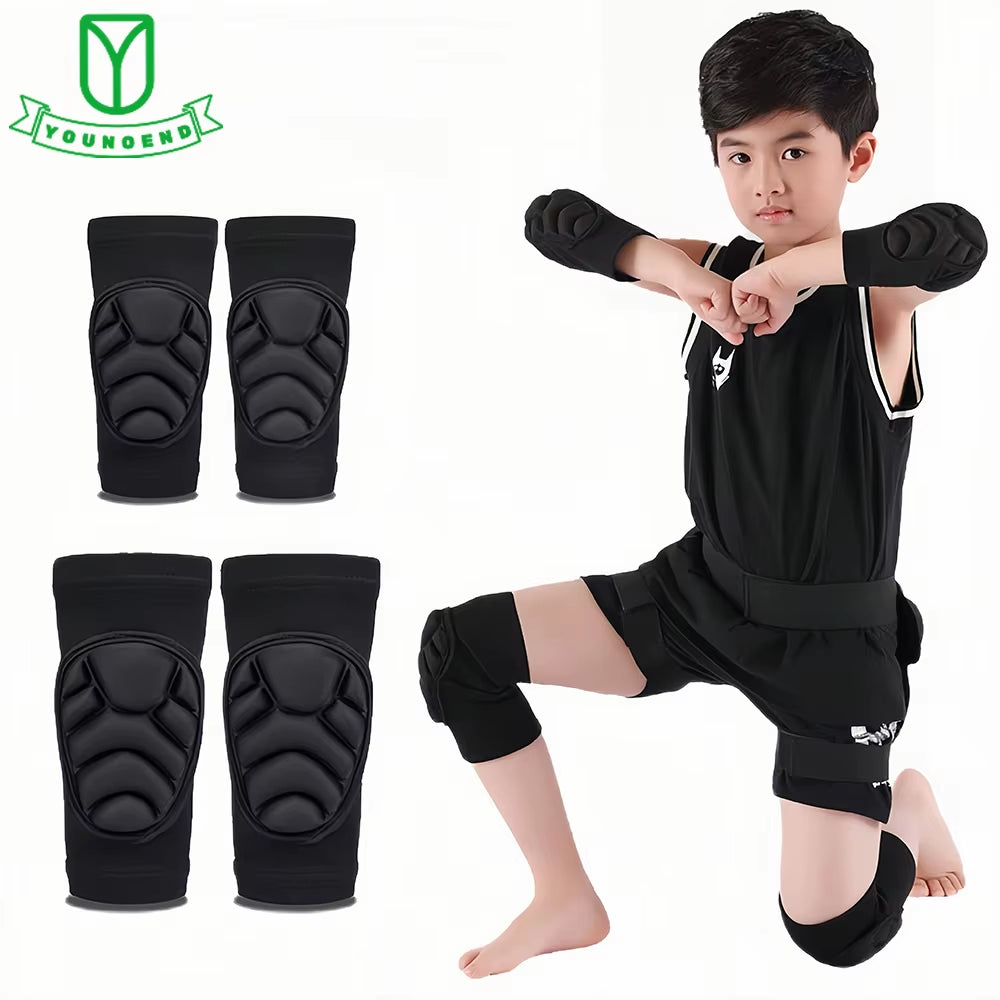 2Pcs/Pair Kids Teens Knee Pads Elbow Sleeves with Collision Avoidance Thick Sponge Sport Protective Skate Skiing Soccer Cycling