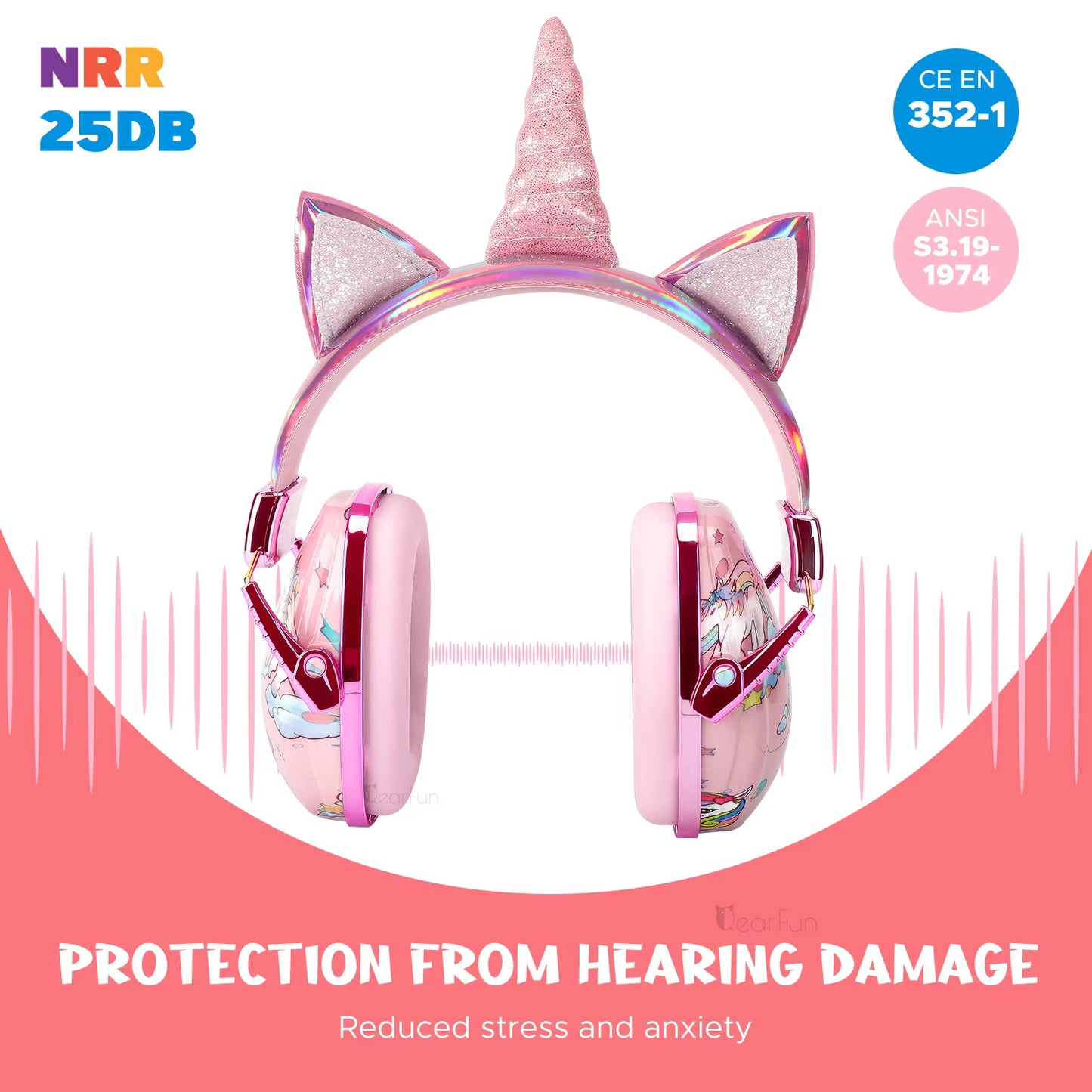 Cute Unicorn Kids Ear Protection Safety Ear Muffs Noise Reduction Ear Defenders Children Hearing Protectors Christmas Kid Gifts